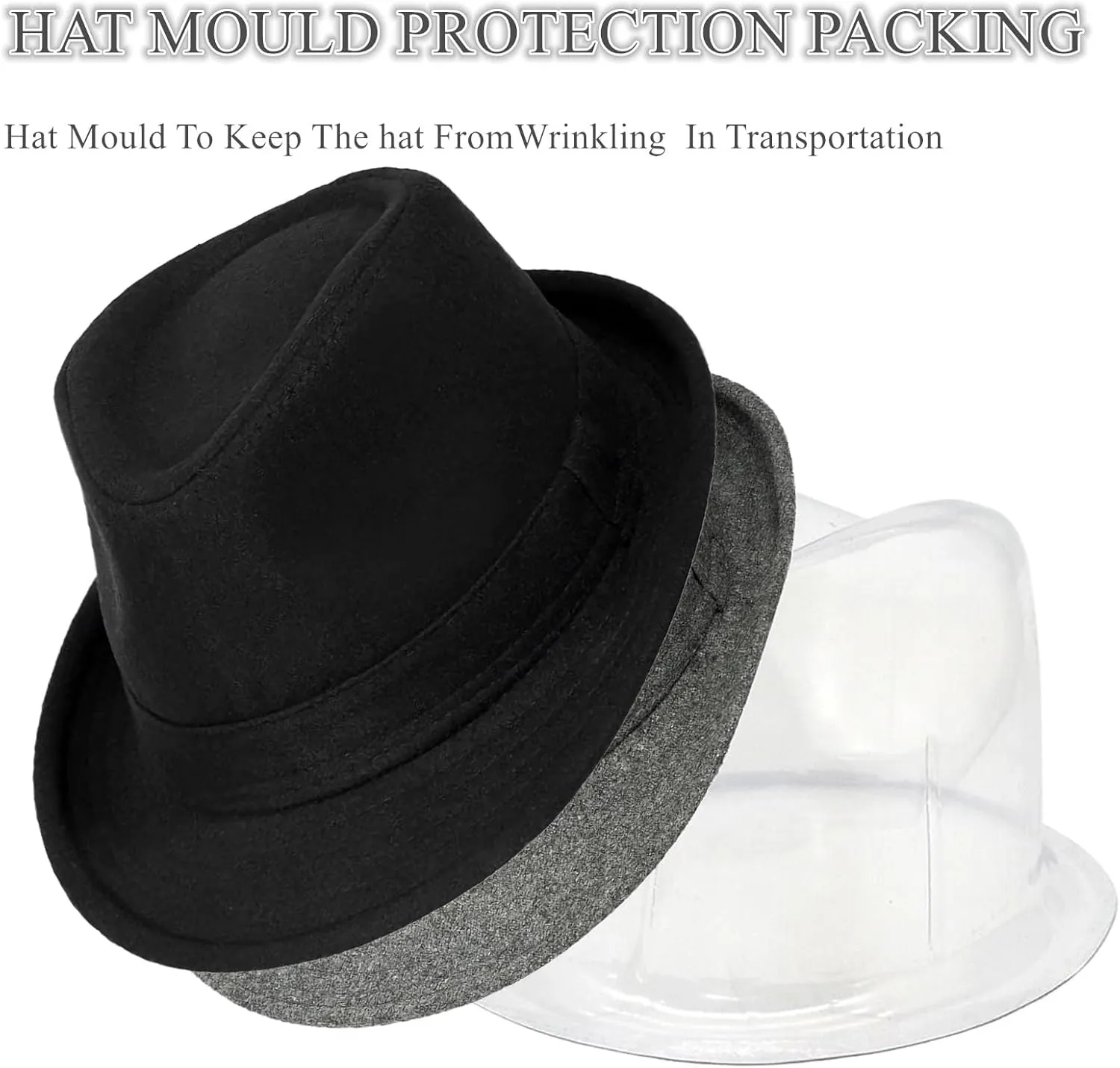 2 Pack Manhattan Fedora Hat for Men Gangster Trilby Vintage Felt Hat