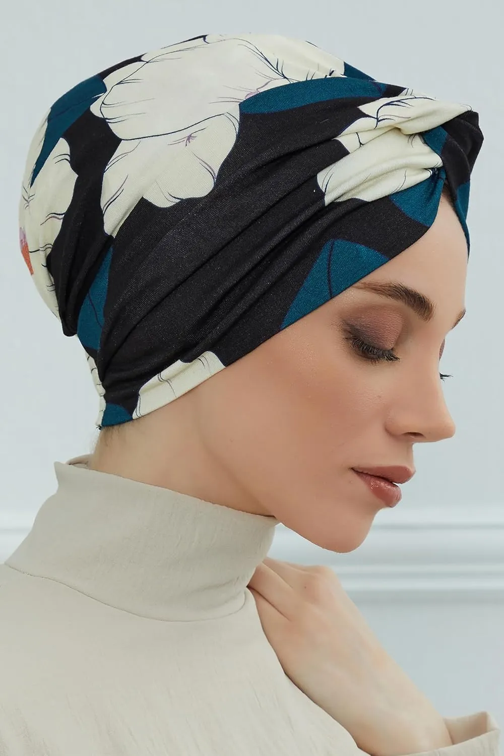 Aisha's Design Maharajah Instant Turban Hijab for Women Headwrap Lightweight Headscarf Modest Headwear for Women Indigo