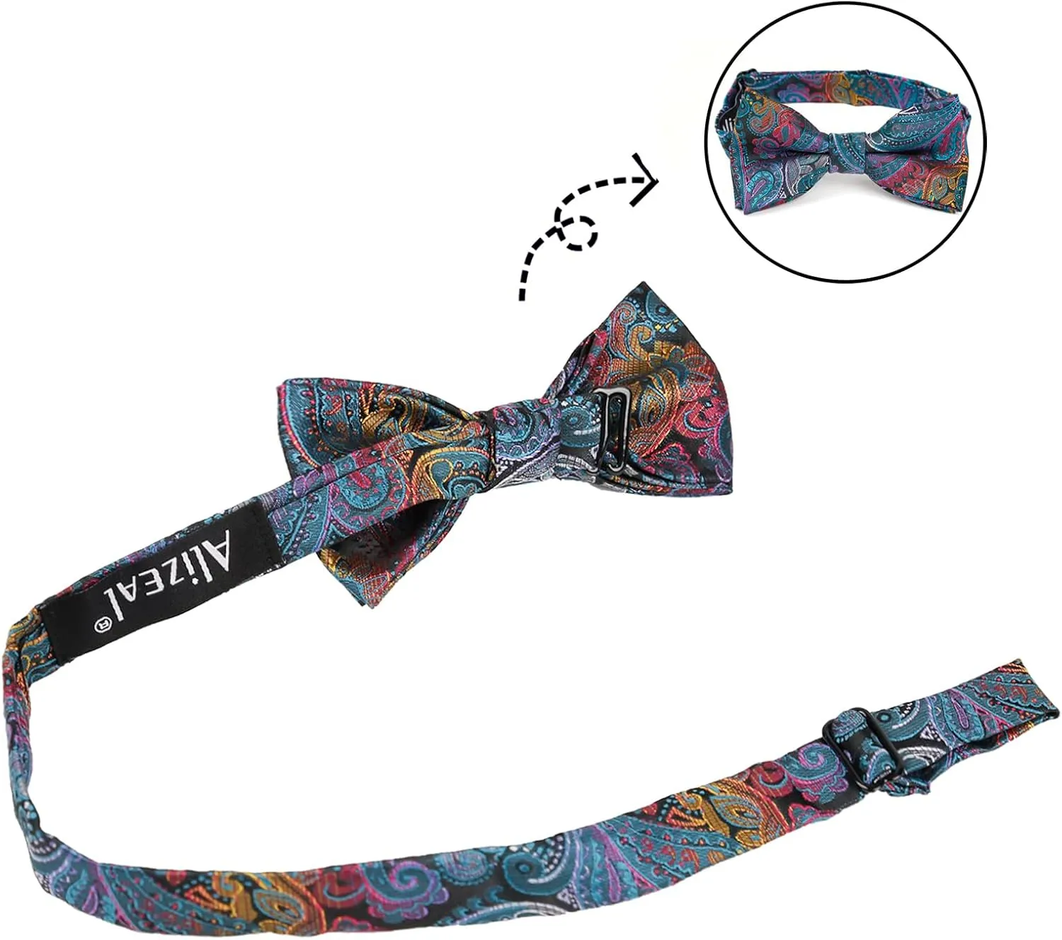 Alizeal Boys Adjustable Fashion Paisley Floral Strapped Pre-tied Kids Bow Tie