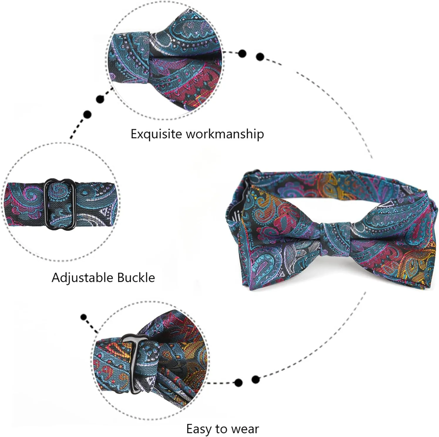 Alizeal Boys Adjustable Fashion Paisley Floral Strapped Pre-tied Kids Bow Tie