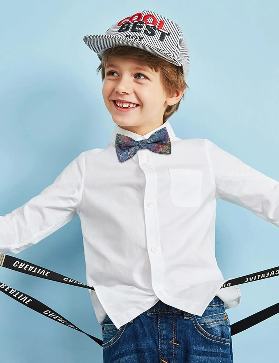Alizeal Boys Adjustable Fashion Paisley Floral Strapped Pre-tied Kids Bow Tie