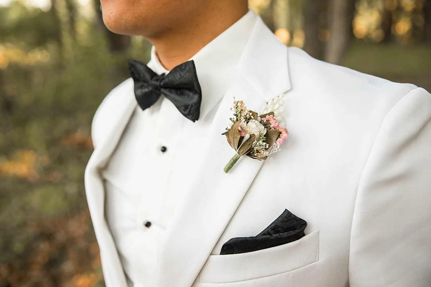 Alizeal Mens Paisley Bow Tie, Pocket Square, Cufflinks Set