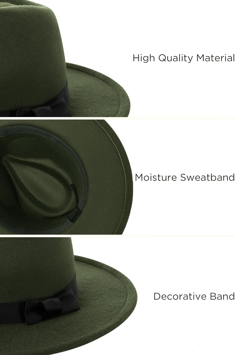 BABEYOND 1920s Fedora Hat for Men Gatsby Wide Brim Fedora Hat Felt Panama Cap with Band for Women Men