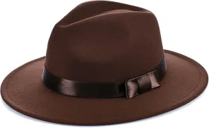 BABEYOND 1920s Fedora Hat for Men Gatsby Wide Brim Fedora Hat Felt Panama Cap with Band for Women Men