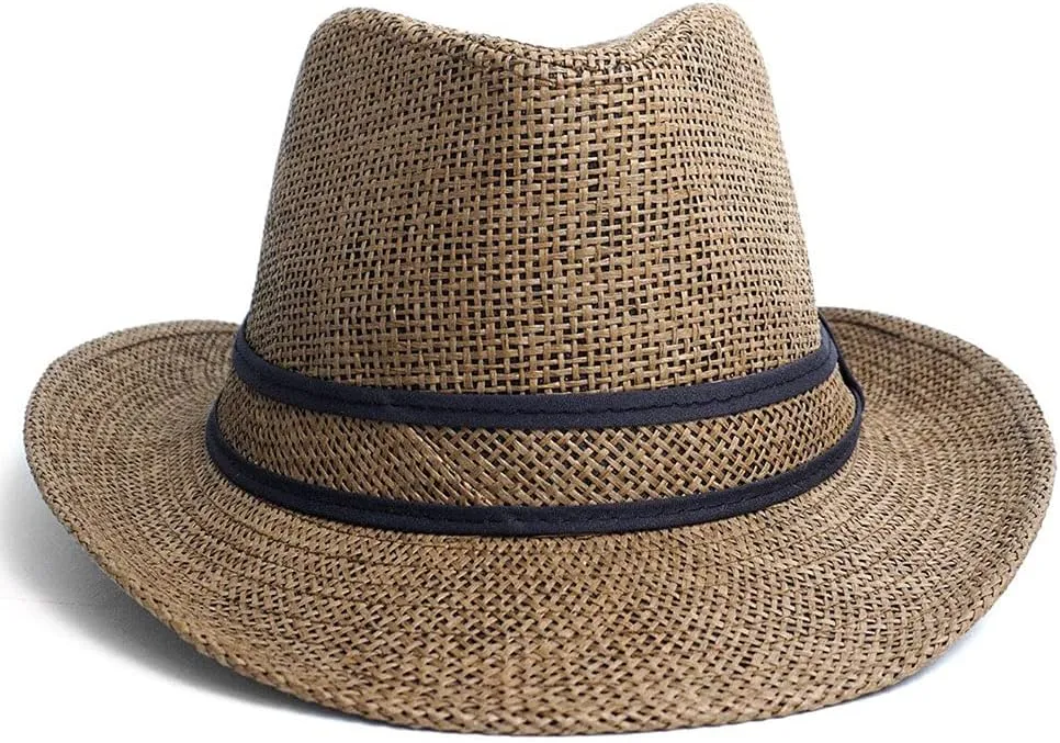 Beach Classic Trilby Short Brim Fedora Hat Band Cuban Cap Summer Men Women L/XL