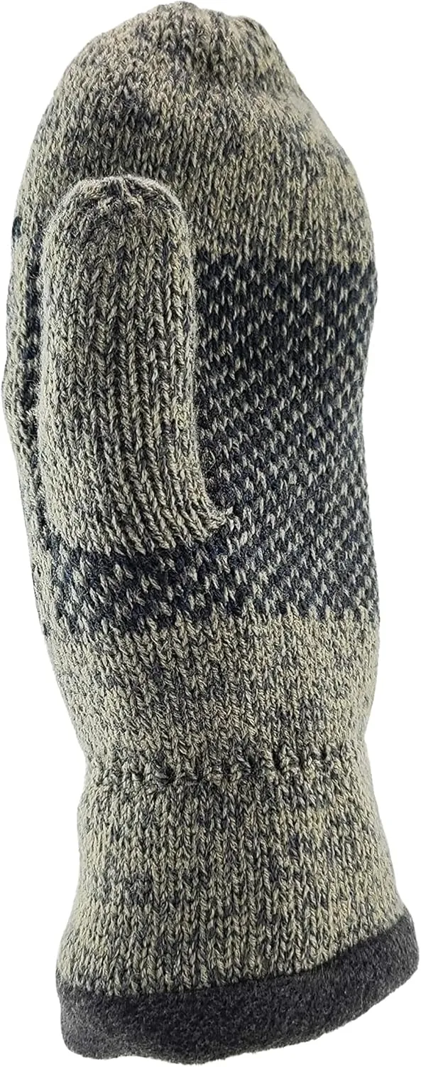 BRUCERIVER Mens Snowflake Knit Mittens with Warm Thinsulate Fleece Lining