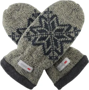 BRUCERIVER Mens Snowflake Knit Mittens with Warm Thinsulate Fleece Lining