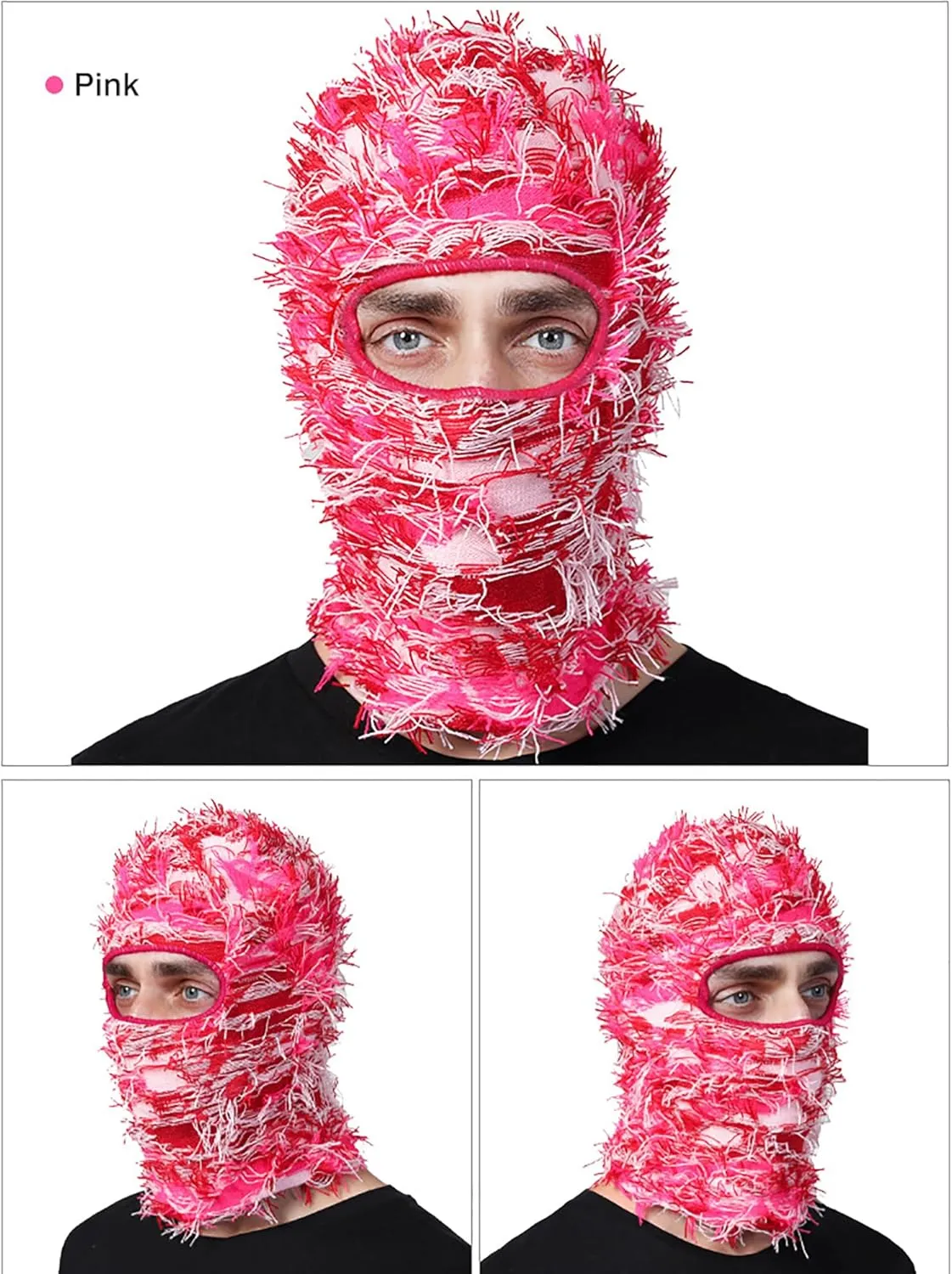 CORIRESHA Men Women Winter Distressed Balaclava Knitted Cool Full Face Ski Windproof Mask