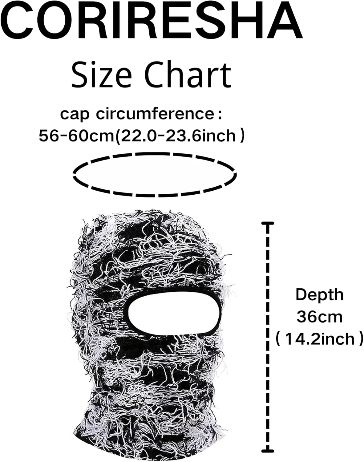 CORIRESHA Men Women Winter Distressed Balaclava Knitted Cool Full Face Ski Windproof Mask