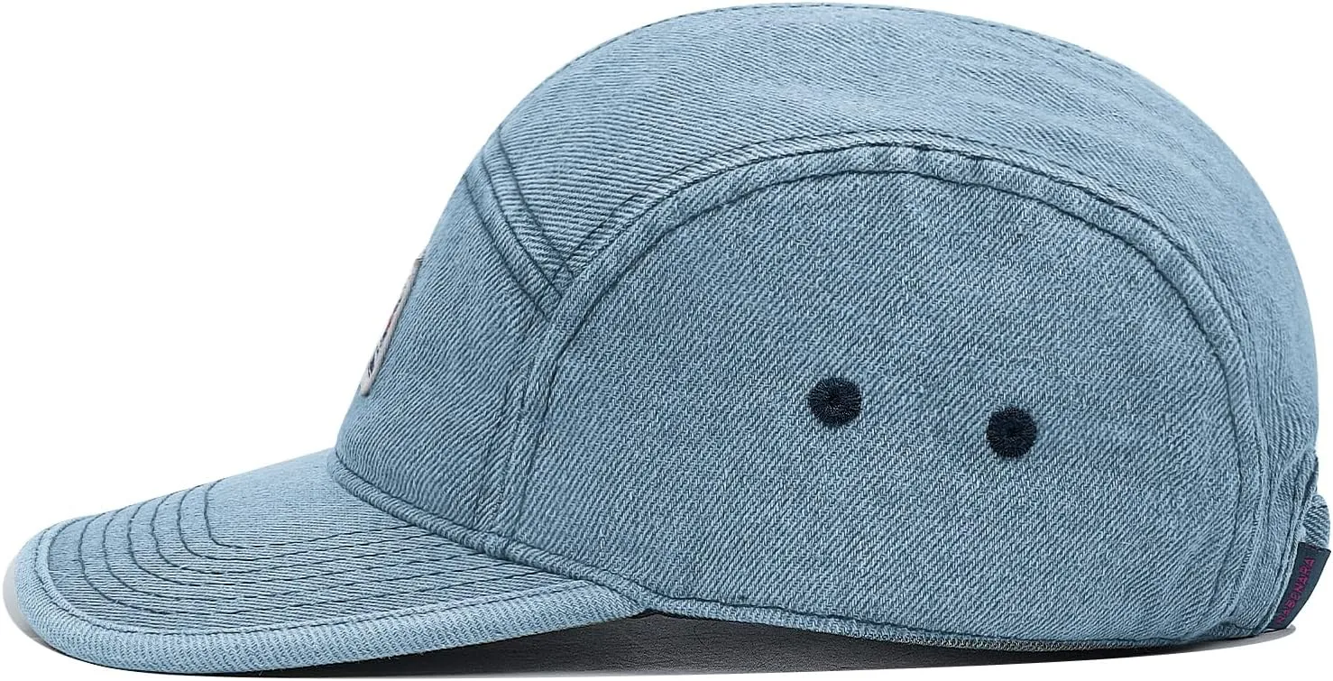 Croogo 5 Panel Baseball Cap Denim Cotton Dad Hats Classic Flat Bill Caps Casual Snapback Cap Vintage Cityboy Style Camp Cap