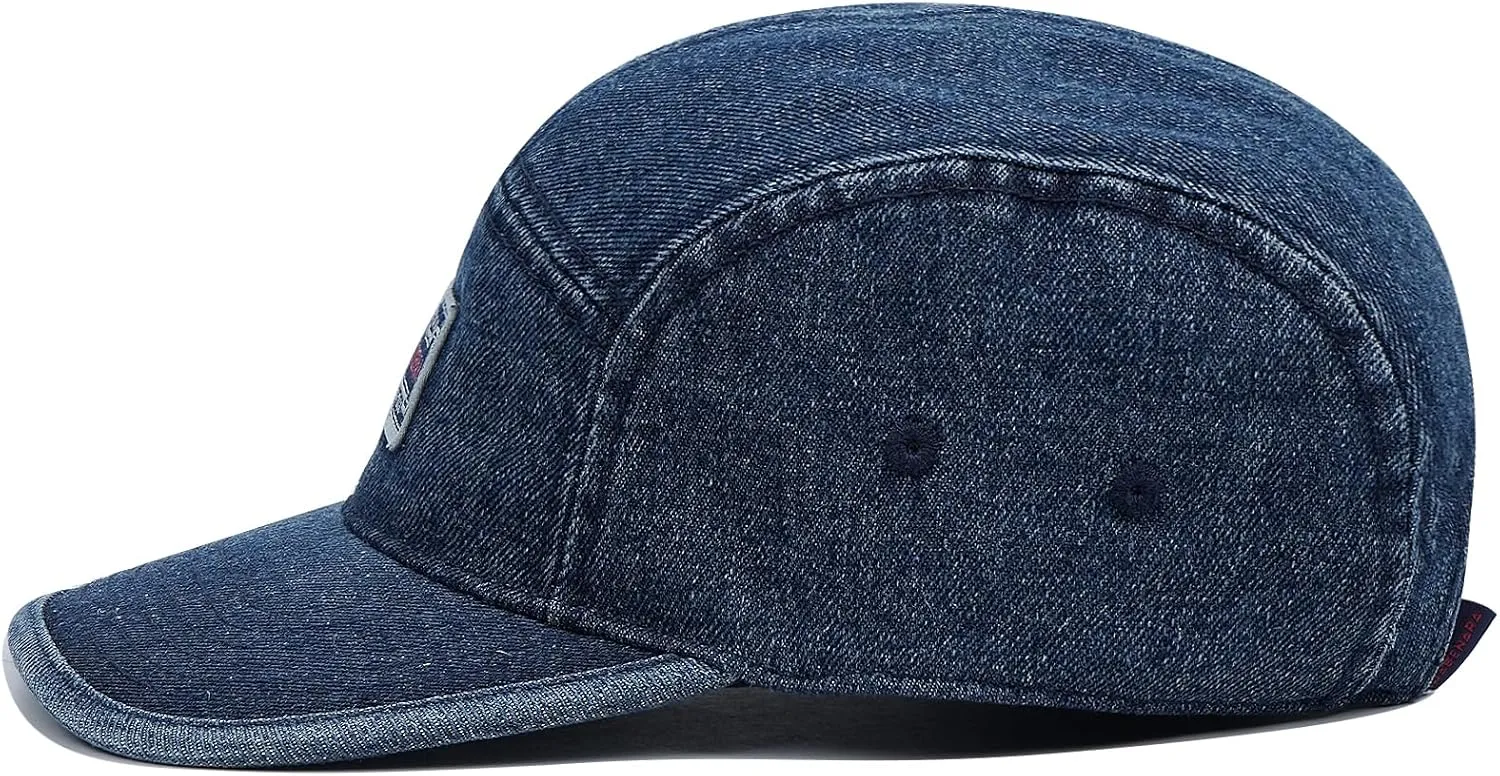 Croogo 5 Panel Baseball Cap Denim Cotton Dad Hats Classic Flat Bill Caps Casual Snapback Cap Vintage Cityboy Style Camp Cap