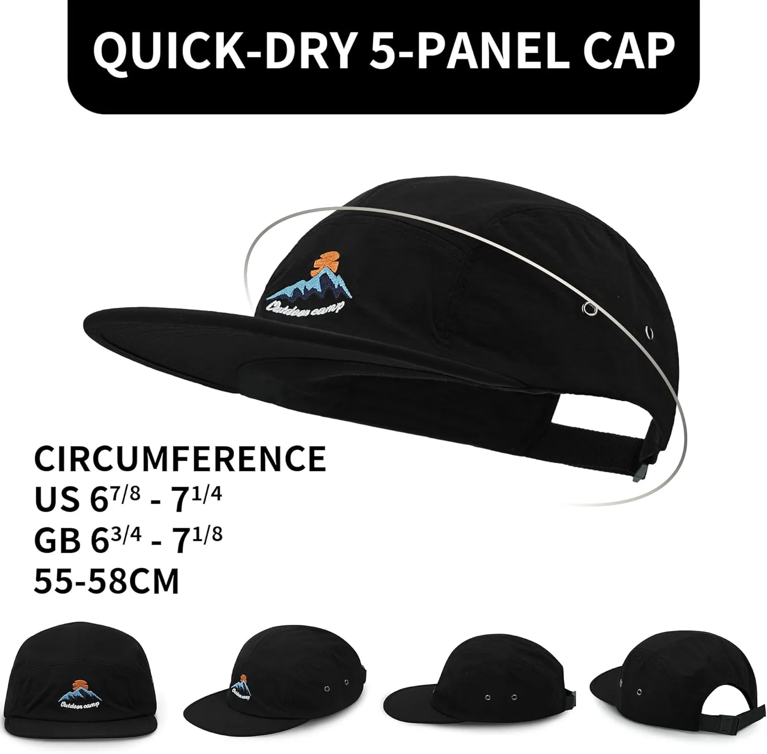 Croogo 5 Panel Baseball Cap Flat Brim Hats for Men Urban Street Camper Hats Waterproof Dad Hat Trucker Umpire Sun Caps