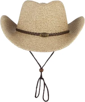 EOZY Western Cowboy Hat with String for Women Men Foldable Summer Sun Protection Straw Beach Hats with Wide Brim