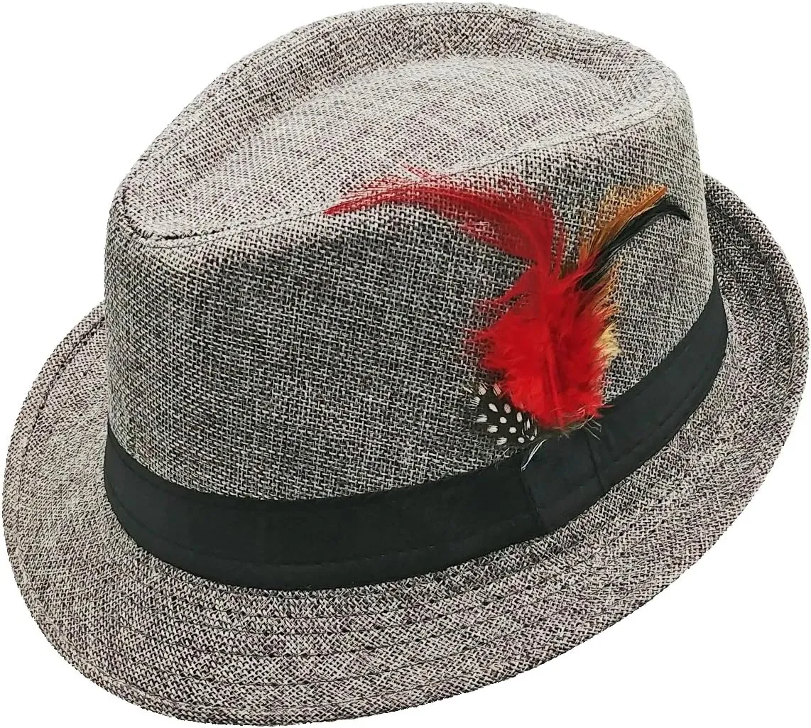 Fedora HAT with Band & Feather - Trilby Gangster Mob Panama Jazz Vintage Style