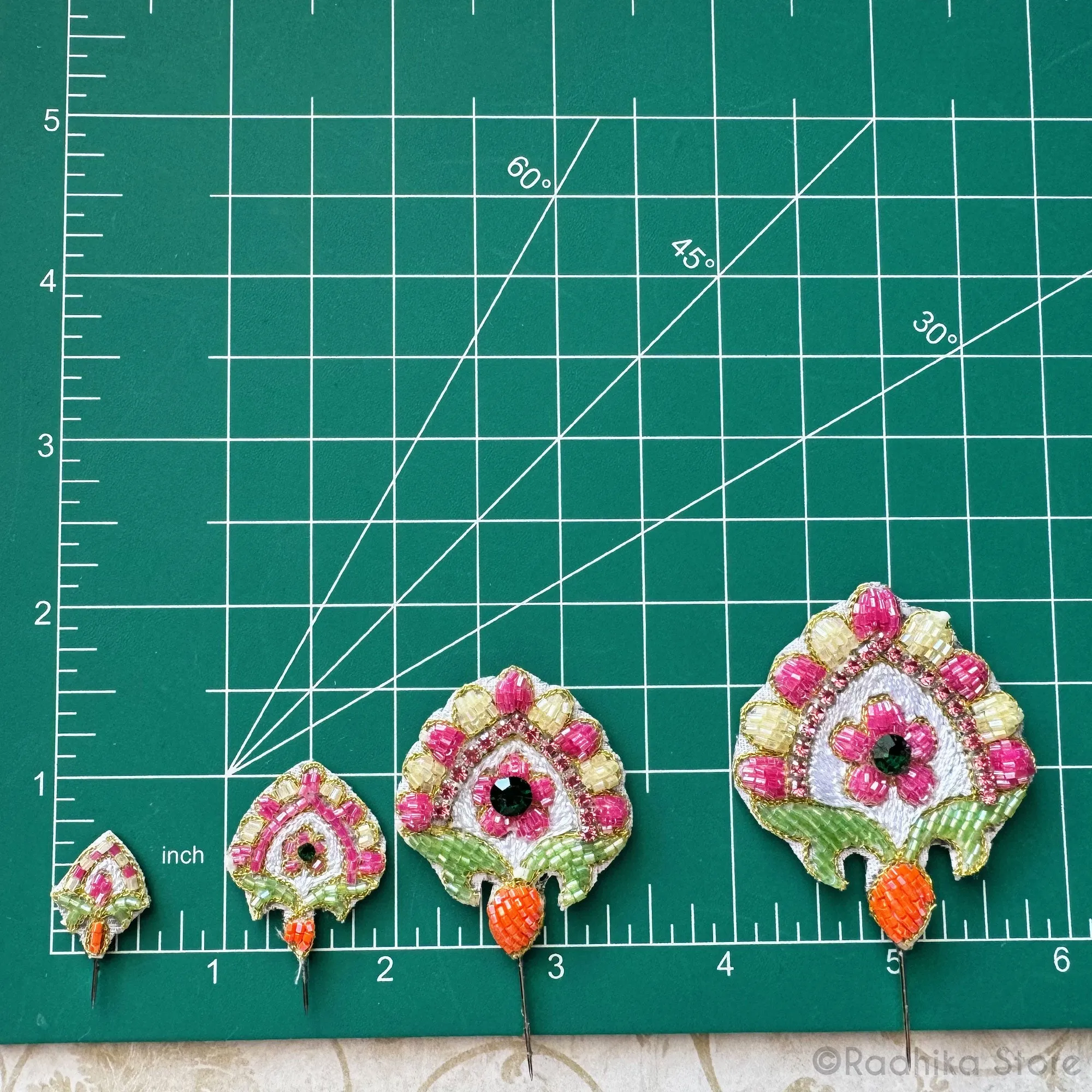 Festival Fan - Orange - Embroidery Turban Pins - Set of 2