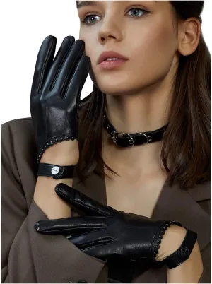 FIORETTO Womens Genuine Leather Driving Gloves Touchscreen Unlined Sheepskin Ladies Driving Gloves Thin W160020