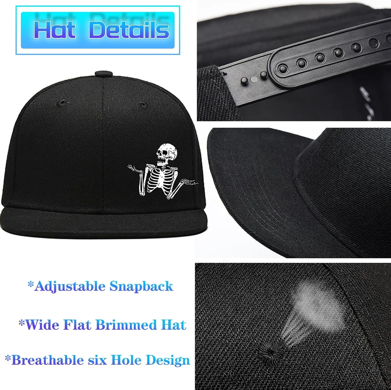 Flat Bill Hats for Men Snapback Hats for Men Baseball Cap for Men Black Snapback Women Fitting Hat
