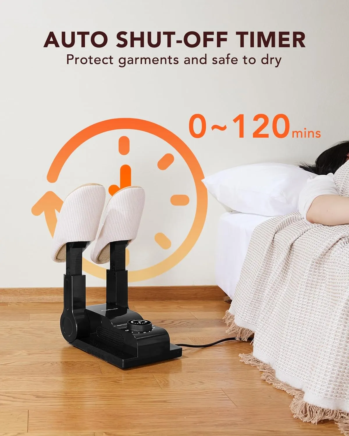 FORLIM Boot Dryer for Work Boots, Shoe Dryer with Heat Blower, Glove Dryer & Boot Warmer - 180 Adjustable Dry Rack - Telescopic Bendable Dry Ports - Intelligent Timer - Black