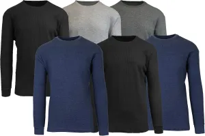 Galaxy by Harvic Men's Long Sleeve Waffle Thermal Shirt 6-Pack