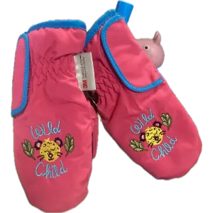 Girls Embroidered Ski Mitten W. Thinsulate Size 2-4T