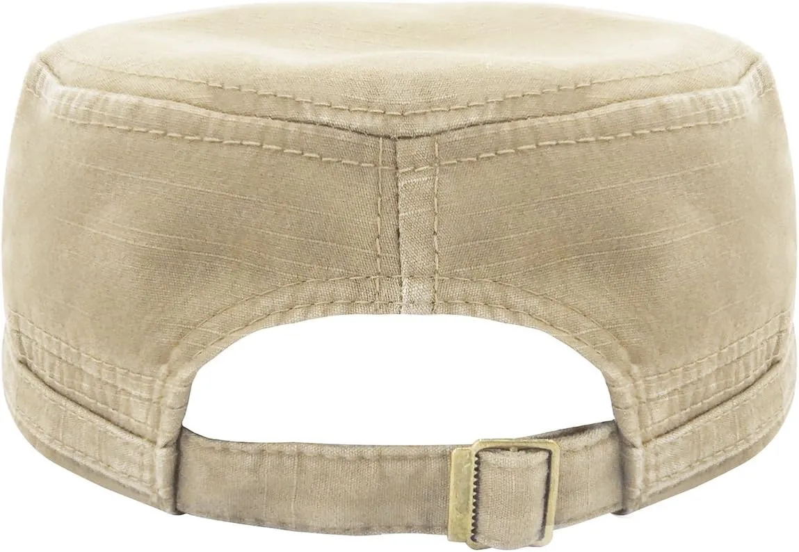 Glamorstar Unisex Cadet Army Cap Washed Cotton Twill Military Corps Hat Flat Top Cap