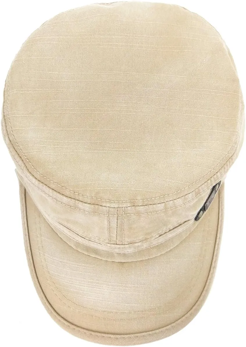 Glamorstar Unisex Cadet Army Cap Washed Cotton Twill Military Corps Hat Flat Top Cap