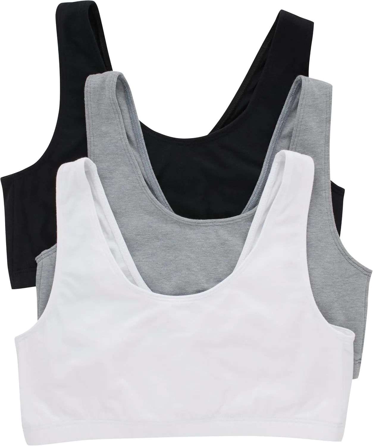 Hanes Women's Scoopneck Cotton Bralette Crop Top (3 Pack)