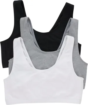Hanes Women's Scoopneck Cotton Bralette Crop Top (3 Pack)