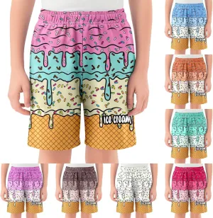 Ice Cream Boy Swim Trunks Waffle Or Cone Quick Dry Bathing Suit Swimsuit,Toddler Summer Beach Board Shorts 2-14 Years