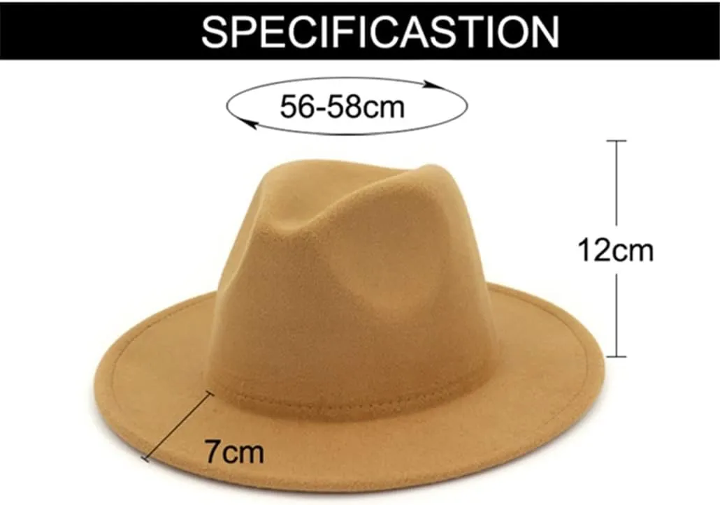 Men Solid Color Fedora Hat Women's Wide Brim Jazz Hat Autumn Winter Panama Hat,Dark Gray9-58-61CM