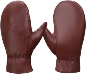 MGGMOKAY Men's Leather Mittens Warm Lambskin Mittens Winter Fleece Lined