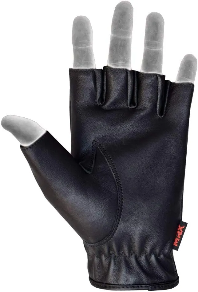 MRX BOXING & FITNESS Mens Driving Gloves Basic Soft Goat Leather Fingerless Breathable Biker Motorcycle Riding Cycling Shooting Button Gloves Full Finger, Black