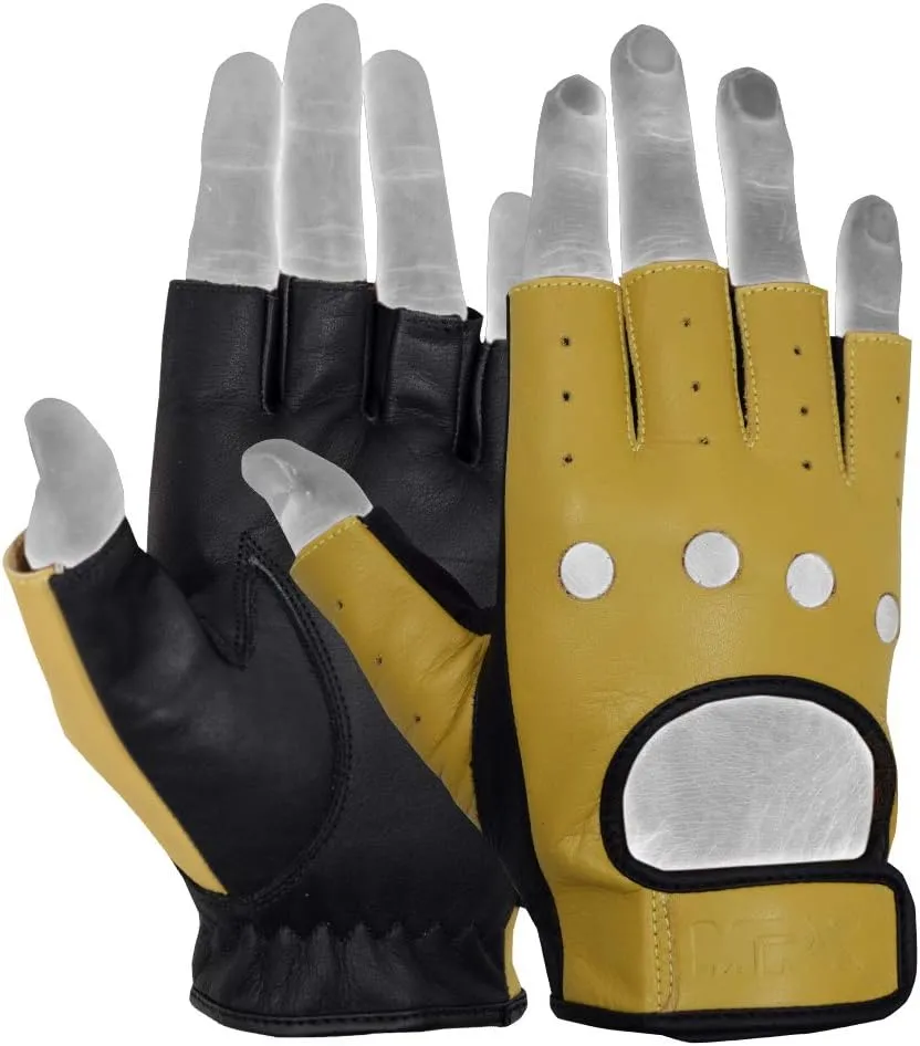 MRX BOXING & FITNESS Mens Driving Gloves Basic Soft Goat Leather Fingerless Breathable Biker Motorcycle Riding Cycling Shooting Button Gloves Full Finger, Black