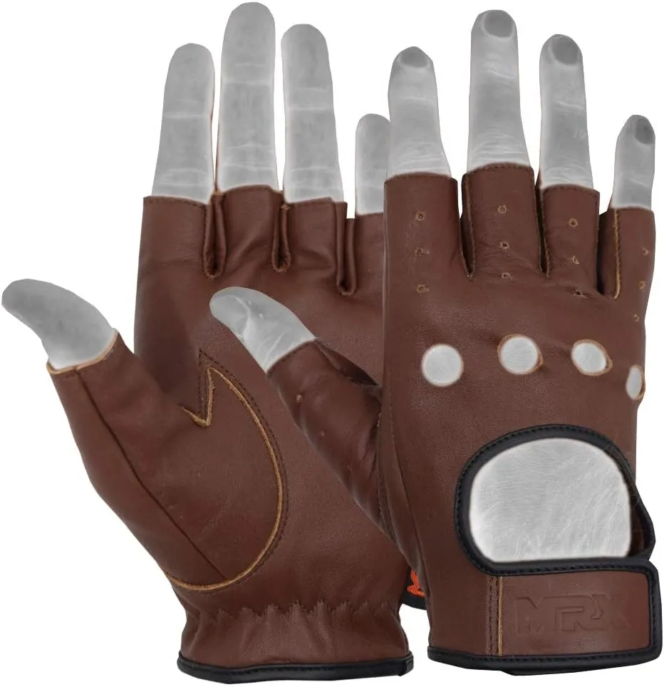 MRX BOXING & FITNESS Mens Driving Gloves Basic Soft Goat Leather Fingerless Breathable Biker Motorcycle Riding Cycling Shooting Button Gloves Full Finger, Black