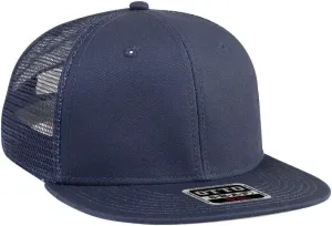 OTTO SNAP Cotton Twill Round Flat Visor 6 Panel Mesh Back Trucker Snapback