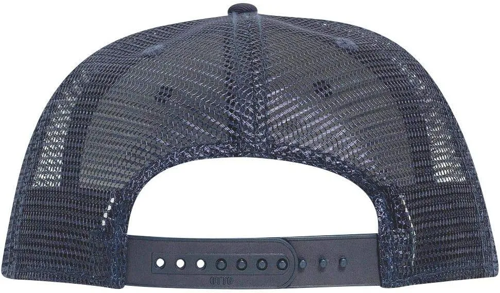 OTTO SNAP Cotton Twill Round Flat Visor 6 Panel Mesh Back Trucker Snapback
