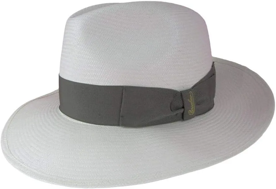 Panama Fine Tesa Larga Fedora Bleach with Grigio Hatband (62)
