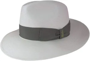 Panama Fine Tesa Larga Fedora Bleach with Grigio Hatband (62)