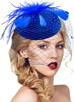 Pillbox Hat with Veil Vintage Fascinators for Women Tea Party Bridal Wedding Halloween First Communion Hats
