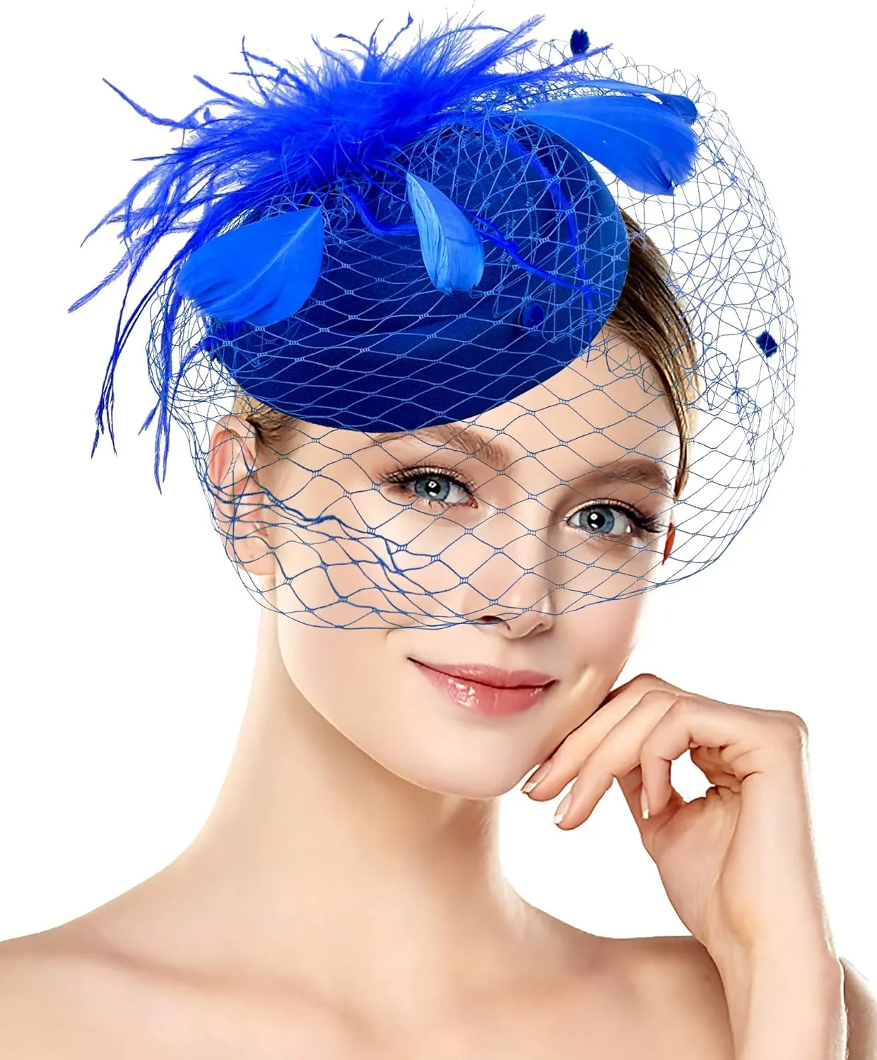 Pillbox Hat with Veil Vintage Fascinators for Women Tea Party Bridal Wedding Halloween First Communion Hats