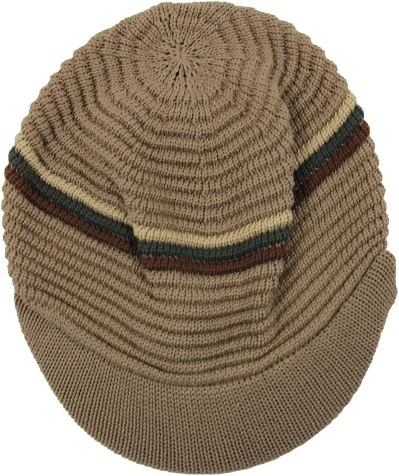 RW Knitted Cotton Rasta Skully Beanie Visor