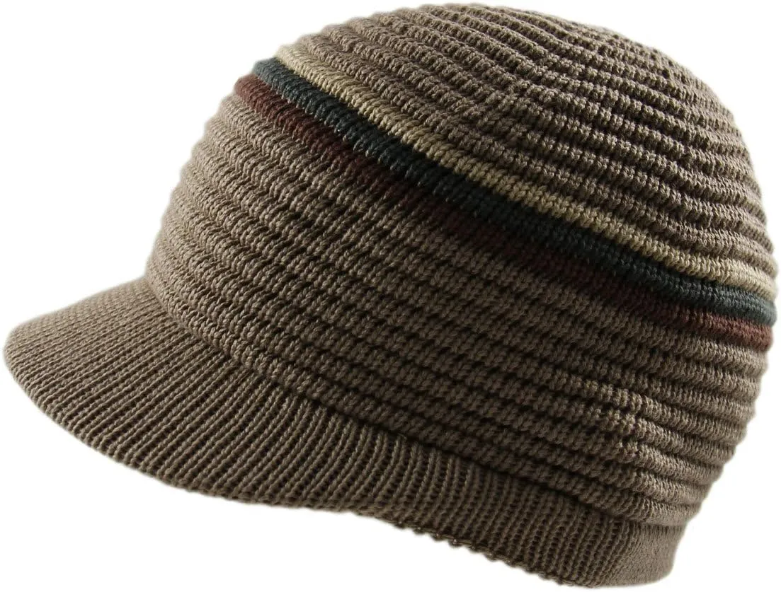 RW Knitted Cotton Rasta Skully Beanie Visor