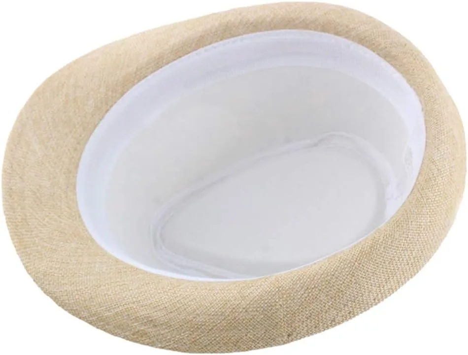 Straw Fedora Hat Mens Fedora Hats for Men Jazz Hat Men's Breathable Linen Top Hat Outdoor Sun Hat Trilby Panama Hat