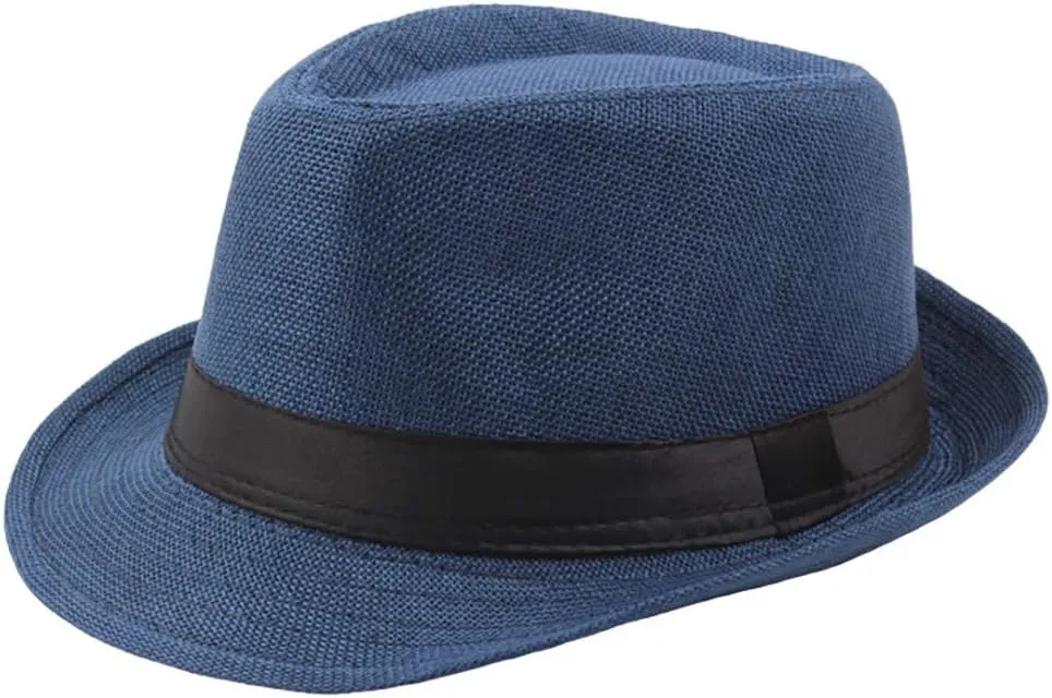 Straw Fedora Hat Mens Fedora Hats for Men Jazz Hat Men's Breathable Linen Top Hat Outdoor Sun Hat Trilby Panama Hat
