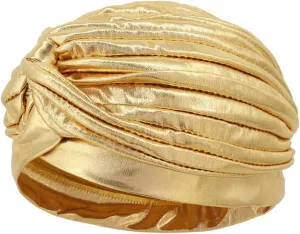 Surkat Unisex Metallic Arab India Pleated Turban Headwrap Swami Hat Costume Hat Chemo Cap