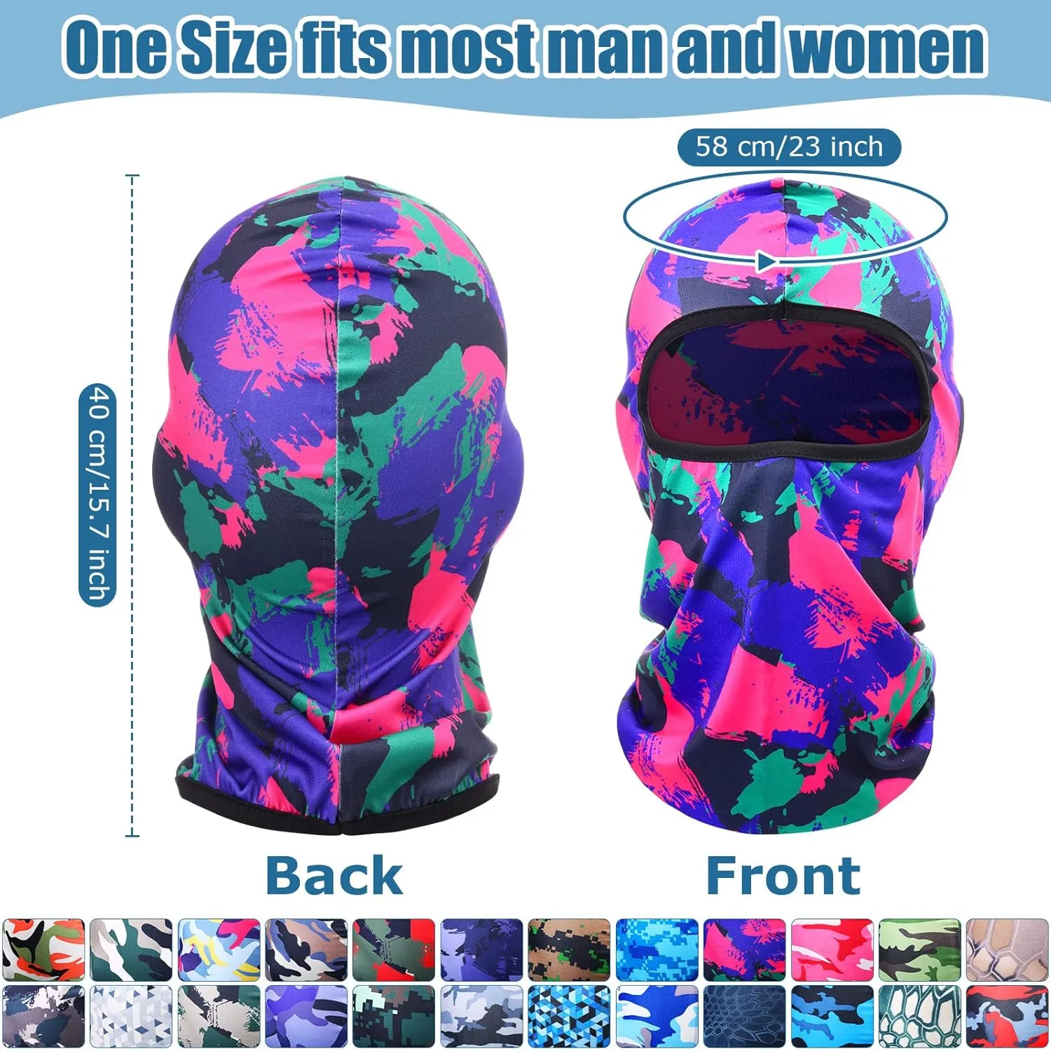 Tarpop 24 Pieces Ski Mask Balaclava Face Mask Full Face Cover for Men Skiing, UV Protection