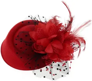 Vintage Fascinators Hats 50s Flower Feather Dress Hat Tea Party Cocktail Veil Pillbox Headwear with Clips for Women