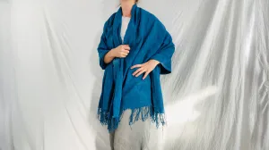 Vintage Indigo African Fringe Shawl & Wrap. Mossi. 0246
