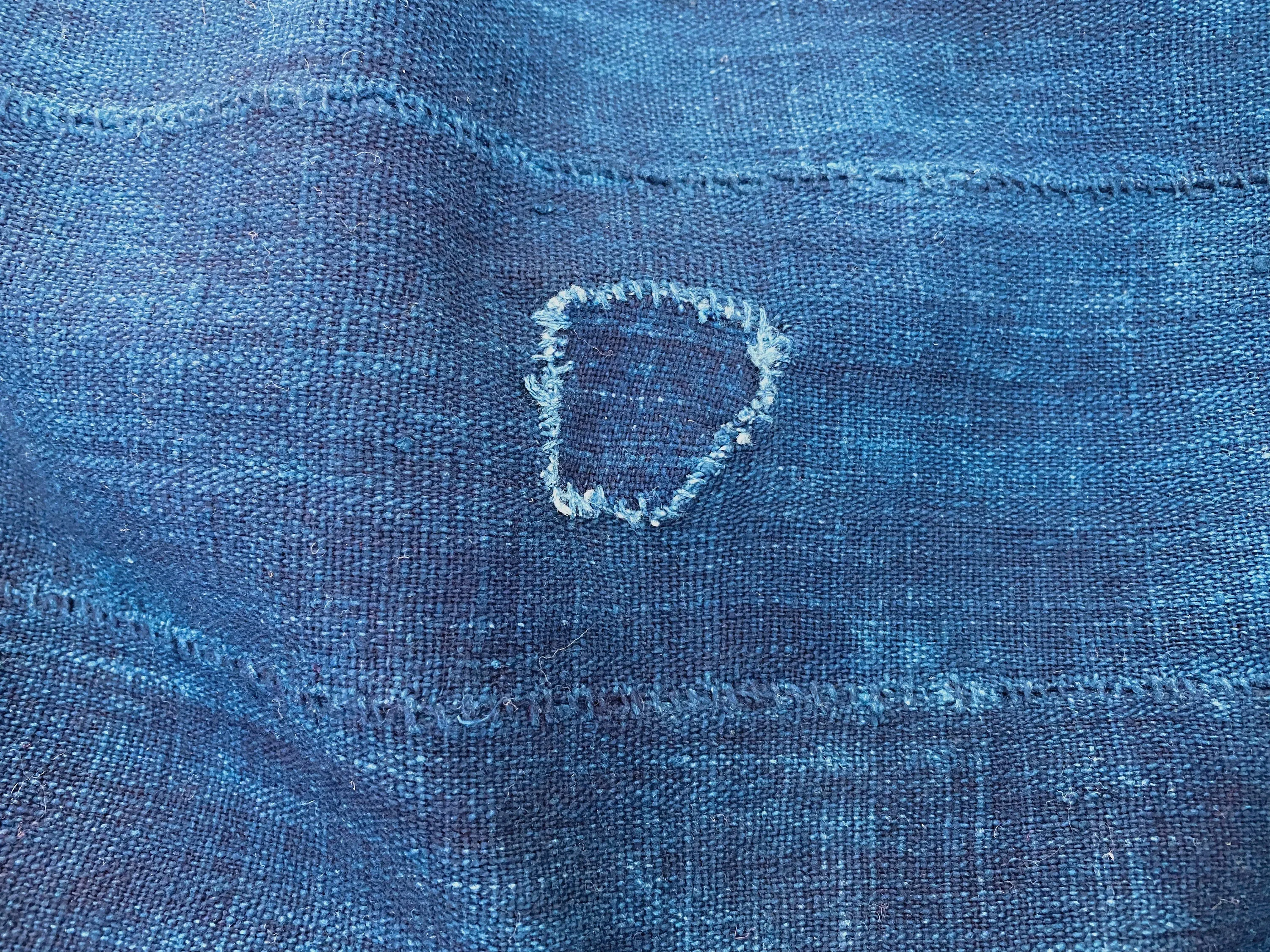 Vintage Indigo African Fringe Shawl & Wrap. Mossi