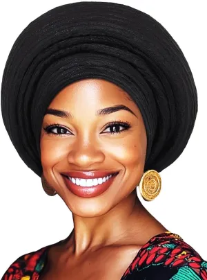 Woeoe Pre-Tied African Hats Gold Auto Gele African Head Wraps Church Turban for Women